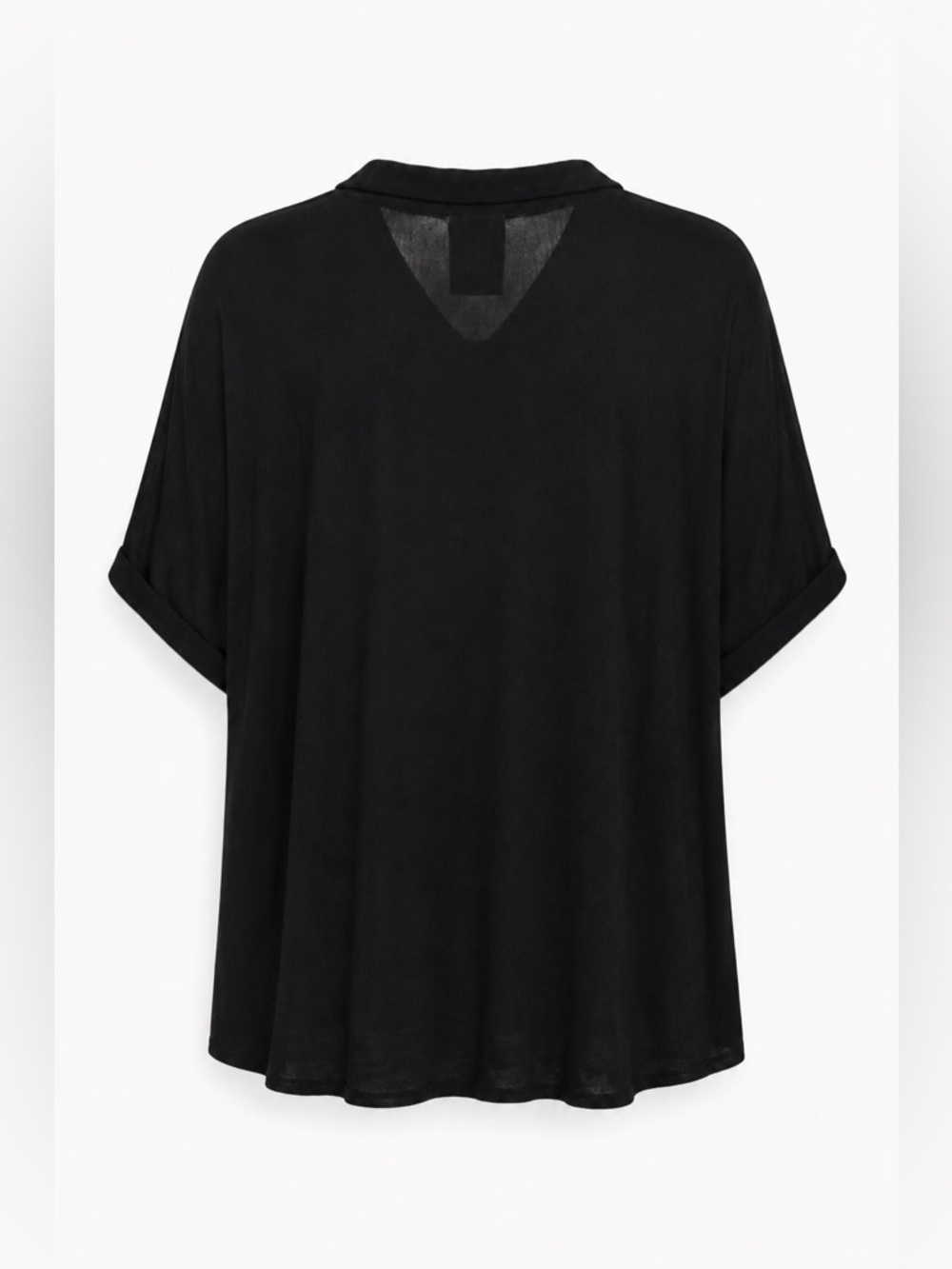 Bobeau Black Oversized Button-Up Blouse | Luxe Minimalist Rayon Top - Size: M - Picture 4 of 4